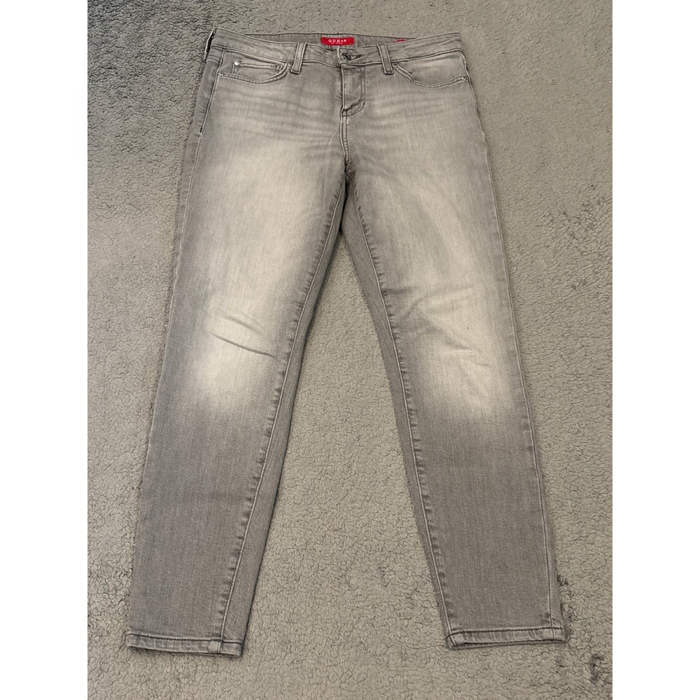 Guess Sculpt Mid Rise Skinny Jeans Gray Faded Denim Size 30 QBBA46 D2XP0